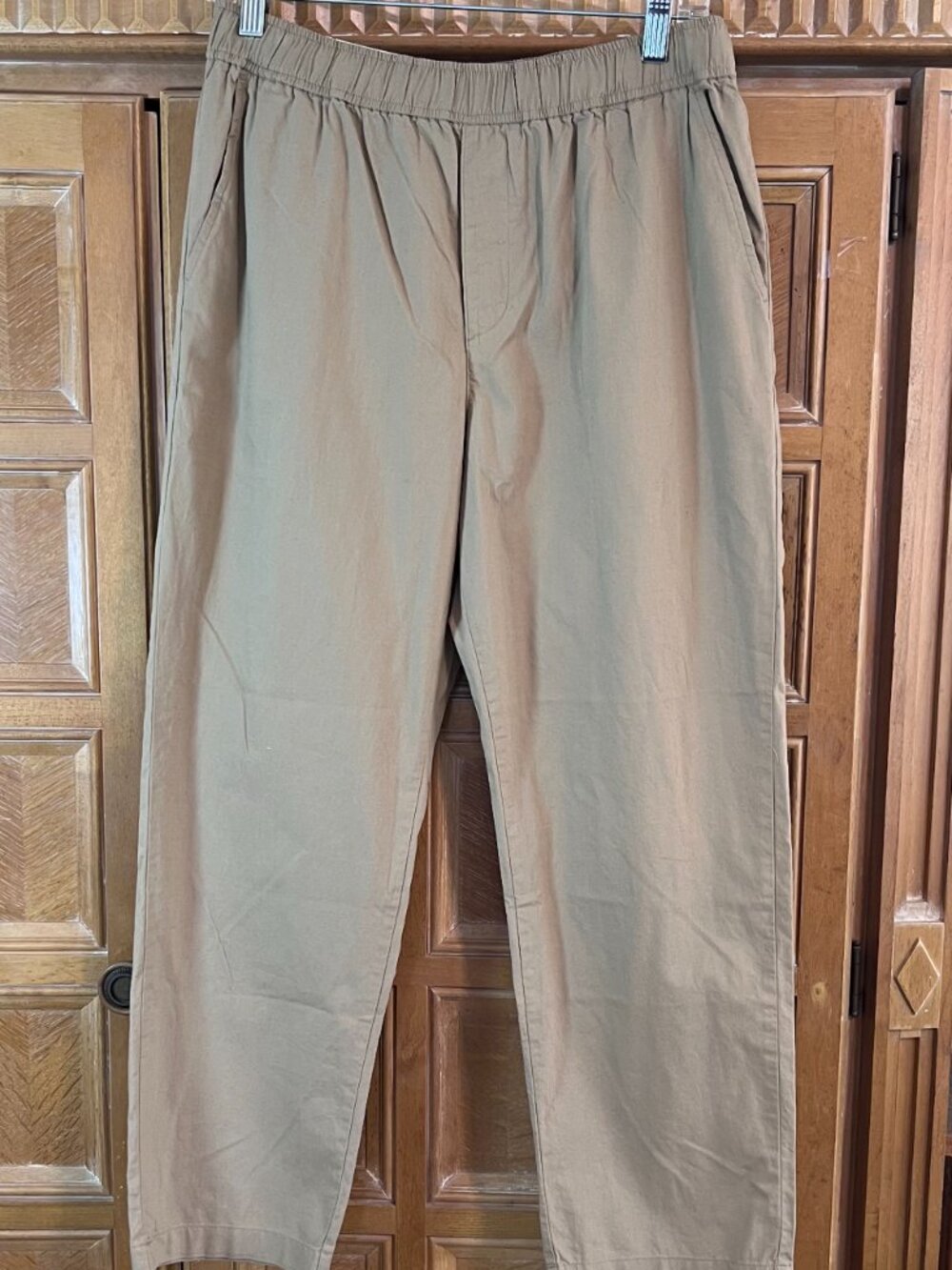 Uniglo Womens Cotton Relaxed Ankle Pants Medium Beige - Picture 2 of 3